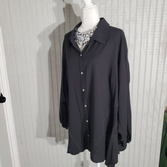 LORI GOLDSTEIN TUNIC COLOR BLACK LONG SLEEVE POLY-SPANDEX SIZE 2X - Picture 6 of 9